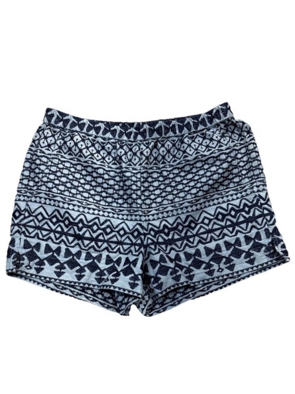 BCBGMAXAZARIA Isaac Shorts XXS Chambray Navy Blue Embroidered Geometric Boho NWT